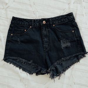 H&M Black Denim Cut Off Shorts